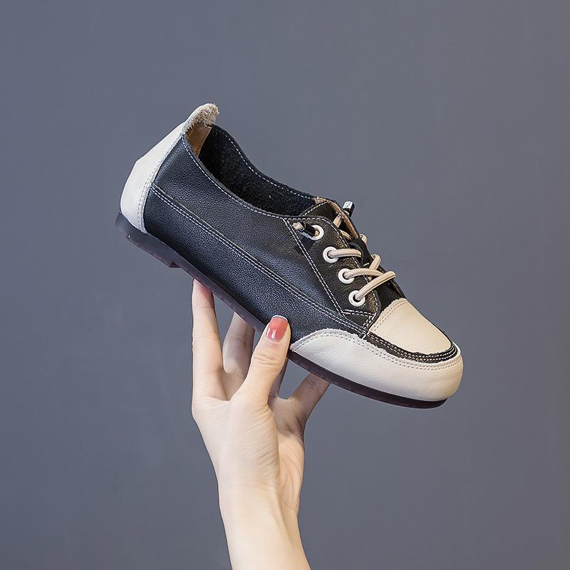 

Женские мокасины из натуральной коровьей кожи - мягкая подошва, удобная белая обувь для работы и отдыха на открытом воздухе 39 чёрный