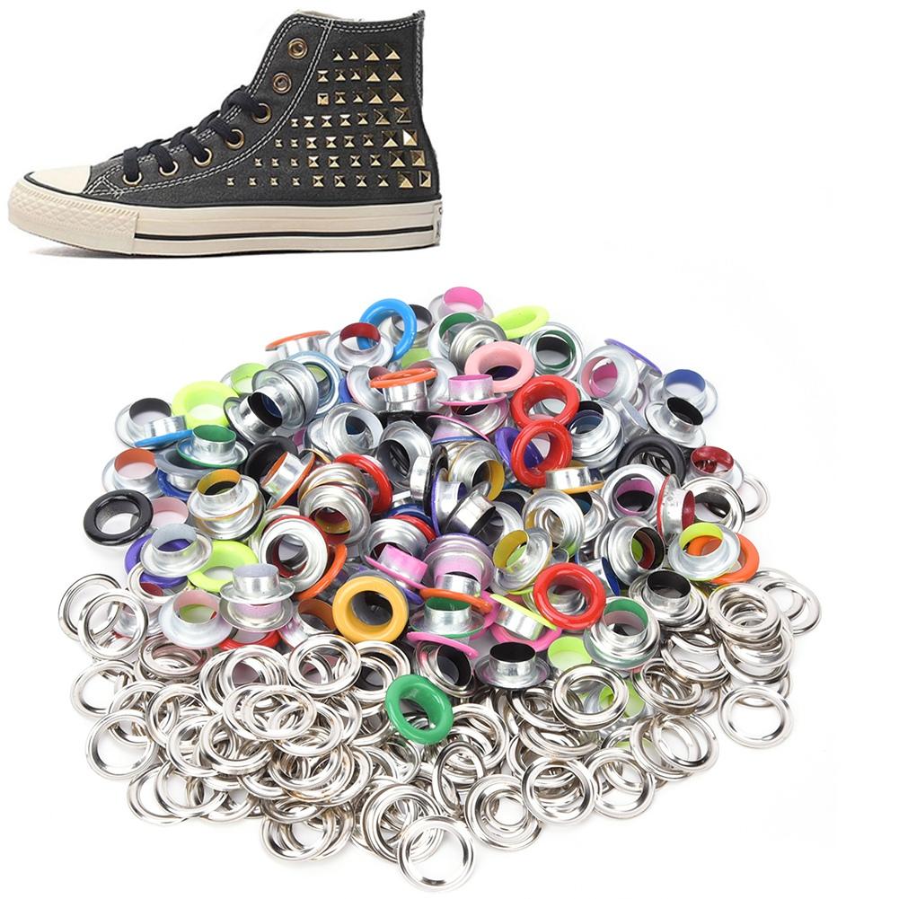 200Pcs Eyelet Iron Colorful Metal Grommet DIY Bag Shoes Clothes Decoration 8mm 10mm with 200Pcs Washer10mm