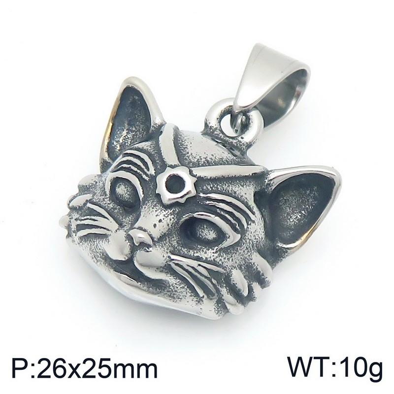 Vintage Turquoise Pentagram Satan Ram Accessories, Viking Bear Claw Cat'S Eye Stone Wolf Head Titanium Steel Men'S Pendant