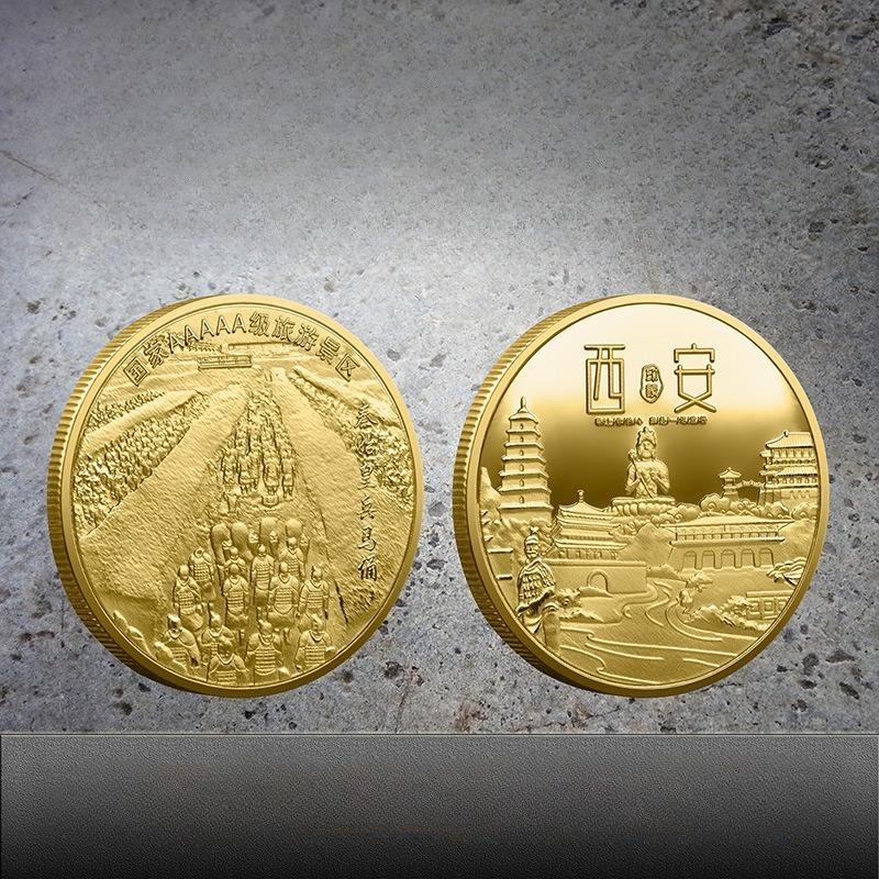 Металлические памятные монеты, туристические достопримечательности, Цинь Шихуанди, Сиань, Терракотовая армия, памятные монеты, сувениры, коллекции