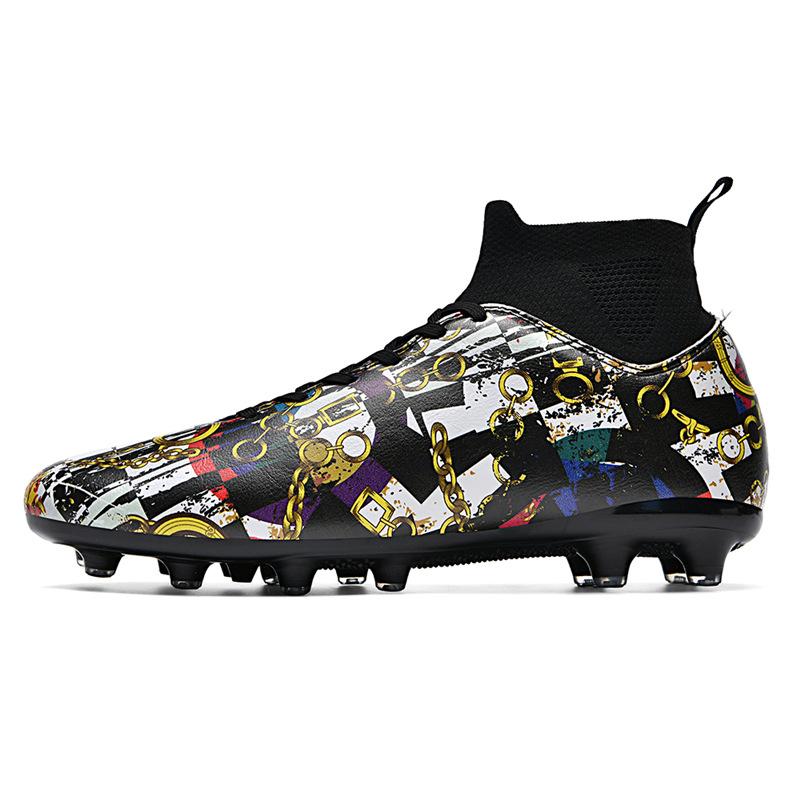 

Футбольные бутсы с высоким верхом tf сломанные ногти искусственный газон AG ногти кожаные ноги мальчики и девочки дети и подростки студенты тренировочная обувь 35