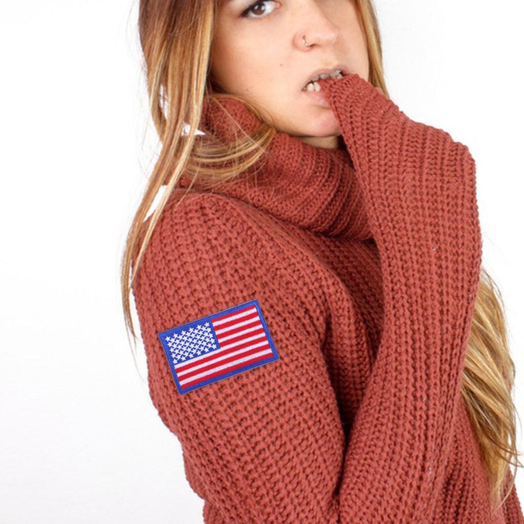 4Pcs Flag Embroidered Patches Usa Patriotic Design Versatile Use Iron on Sew on for Backpack Clothes Hats Uniforms Decorative