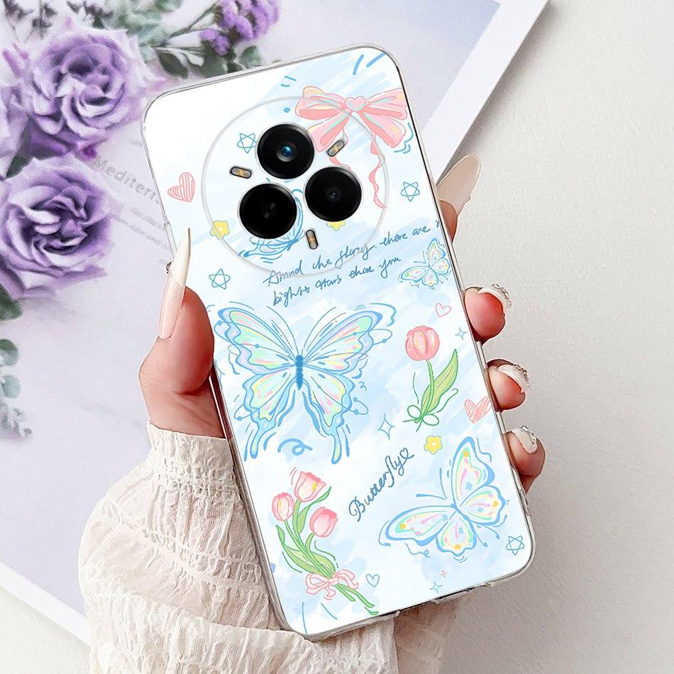 For Realme 14 Pro 14Pro+ Elegant Floral Cat Printed Phone Case For Realme 14 Pro Plus 14Pro 5G Soft Silicone TPU Cases