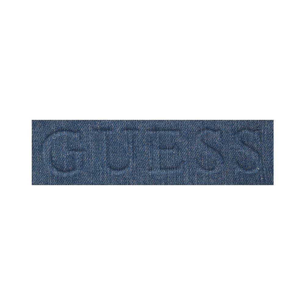 GUESS SASHA Mini Denim Tote Bag DY975175 DEN with Heart Pouch Charm, 2WAY Crossbody and Shoulder Handbag