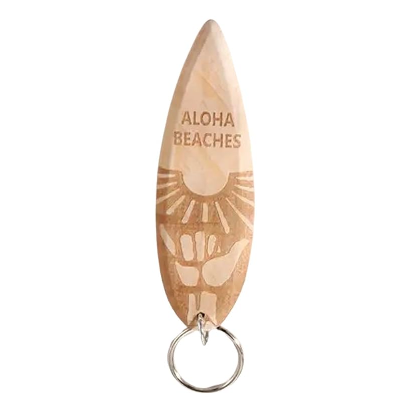 

[ALOHAMONI] wood surfboard key chain key ring wooden tree Hawaiian miscellaneous goods Hawaii sea beach vintage cafe California west coast resort
