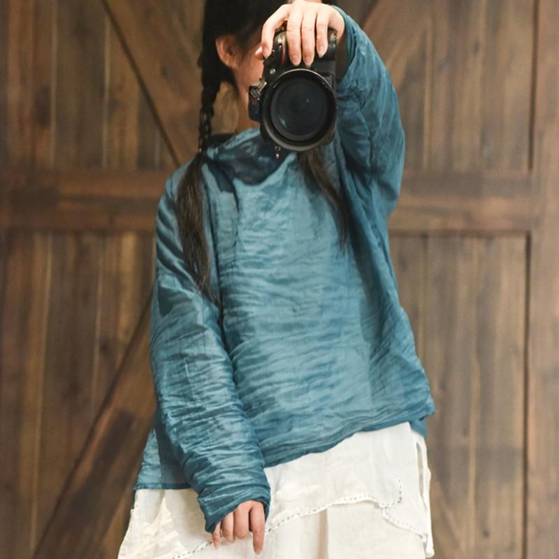 Johnature Dame Genser T-skjorter Langermet Ensfarget Vår T-skjorter Vår Dame Casual Løse T-skjorter