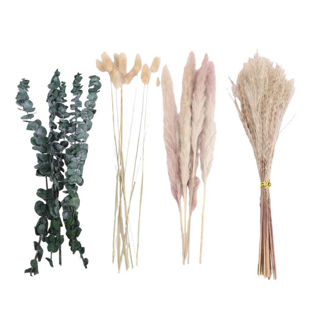 Bohemian Decor Dried Flowers Bouquet Rabbit Tails Eucalyptus Pampas Grass Bouquet Floral Arrangement for Wedding Dining