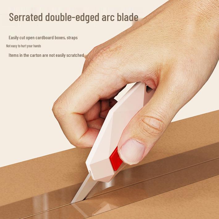 Dopamine Diamond Multifunctional Unboxing Knife: Hand-Safe, Automatic Rebound, Portable Serrated Blade for High-Value Sewing and Unboxing Tasks.