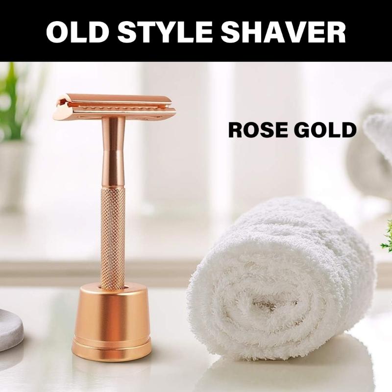 Luxurious Women's Metal Shaver With Stand and 5 Double Edge Blading Shaving Stand Comfortable Shave