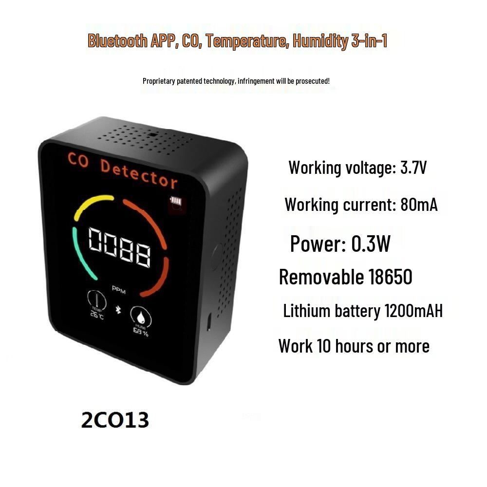 2C013 Carbon Monoxide Detector with Bluetooth App for Home Air Quality