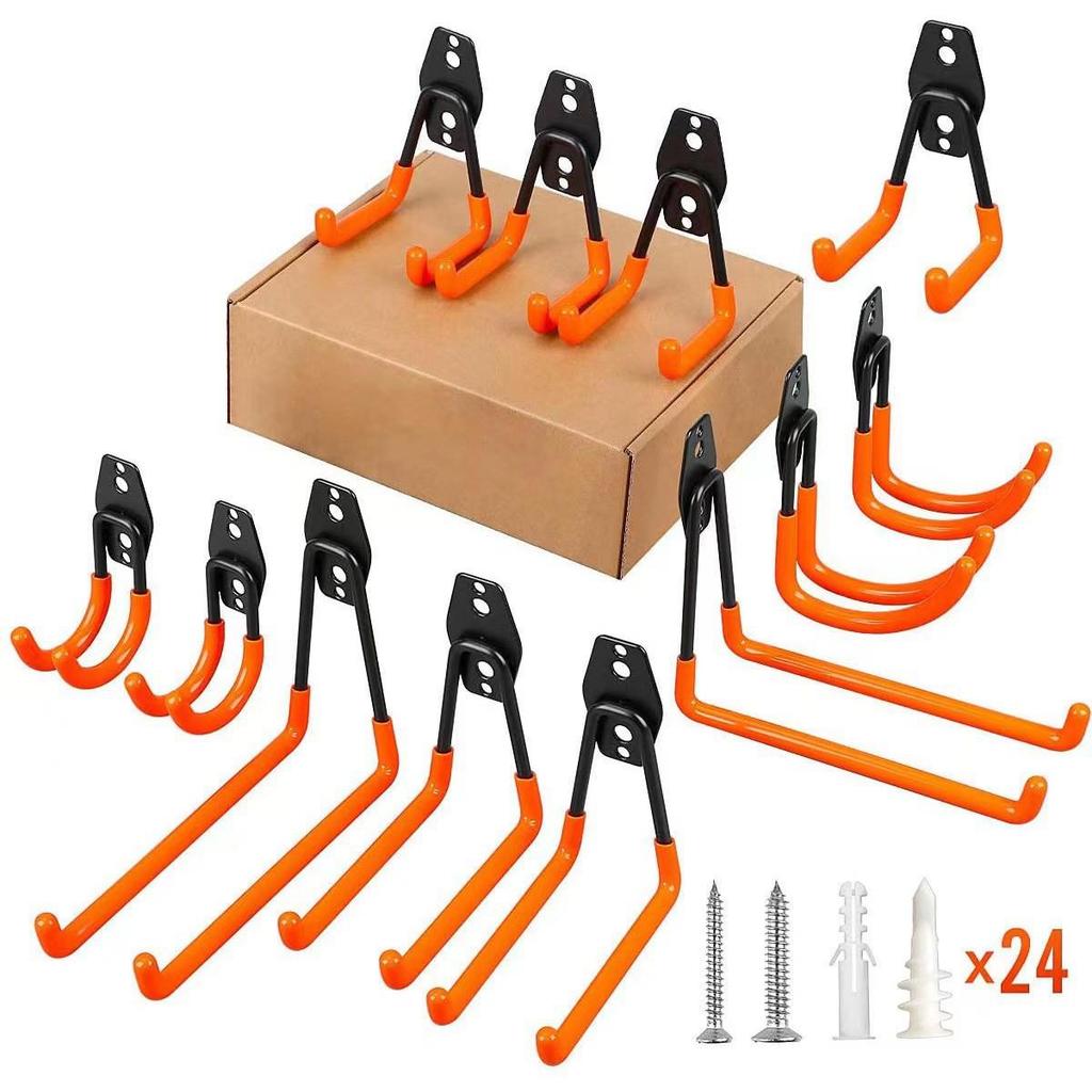 Heavy-Duty Wall-Mounted Metal Bicycle Storage Hooks for Garage or Warehouse