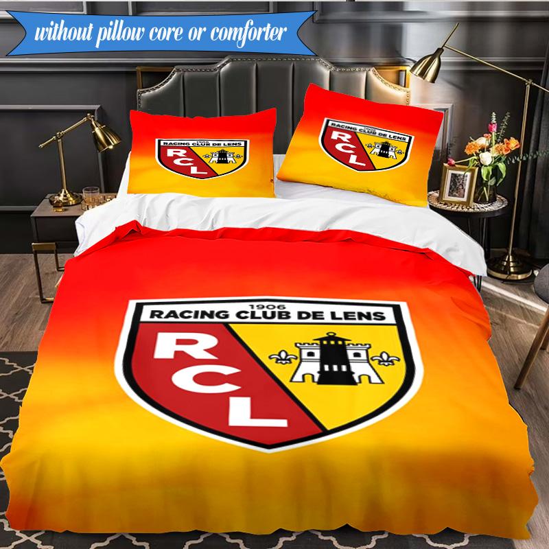Racing Club De Lens Crest 3pcs Bedding,Including 1pc Duvet Cover And 2pcs Pillowcases Perfect for Christmas,Ideal for Bedroom, Dormitory