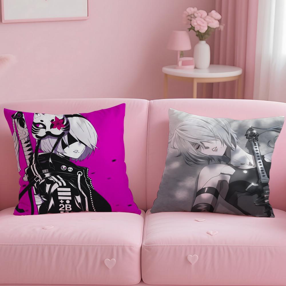 popular game Nier Automata Cushion Cover Soft & Easy-Wash Pillow Case – Versatile for Couch, Bed, Travel and Office