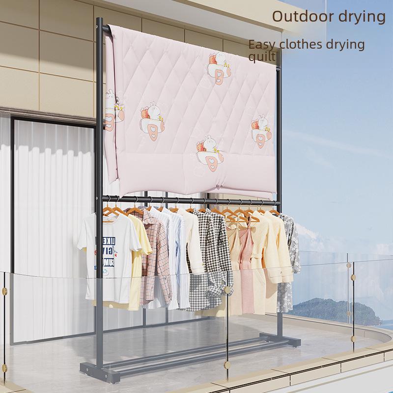 Space-Saving Dual-Layer Clothes Hanger & Drying Rack for Bedroom