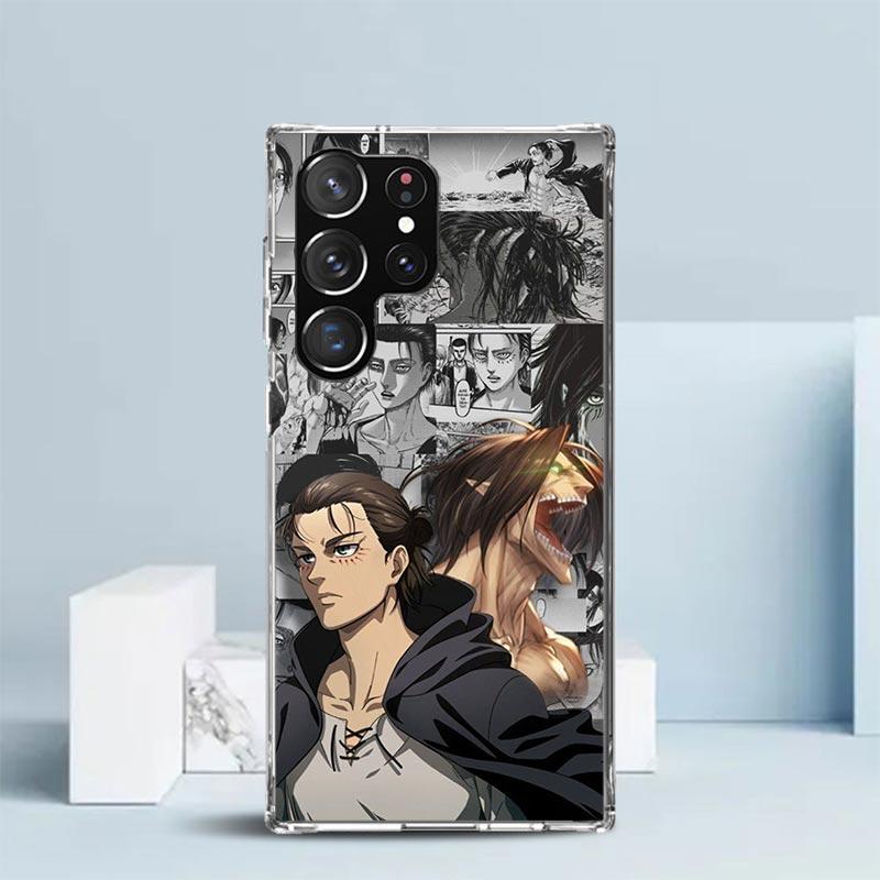 Attack Titan Anime Phone Case For Samsung Galaxy S24 S25 Edge S26 Ultra S22 S23 Plus S21 + S20 FE Soft TPU Back Cover Galaxy S22