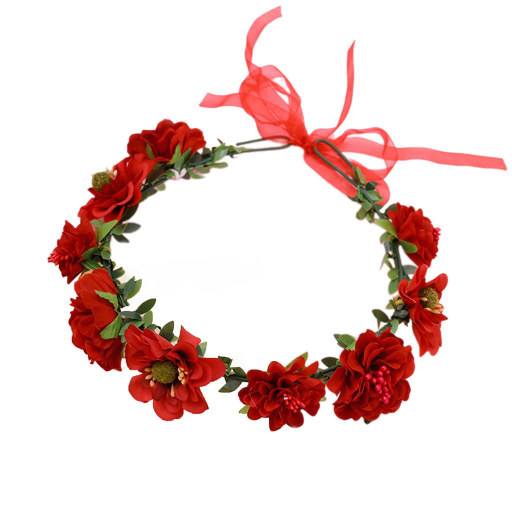 Bride Flower Crown For Wedding Floral Garlands Crown Hair Wreath Bright Color Flower Headbands Women Bride Headwear