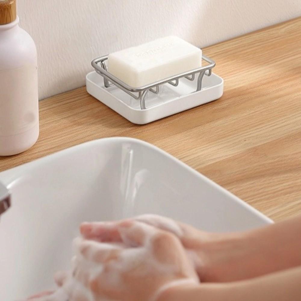 Dubbellaagse Zeepbak van Roestvrij Staal Roestvrije Zeepafvoerbak Creatief Zeepopbergrek Badkamer
