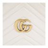 Gucci Gg Marmont Gold-Label Logo Kordelzug Öffnen und Schließen Kette Gestepptes Leder Eimer Tasche Umhängetasche Mini Damen Weiß