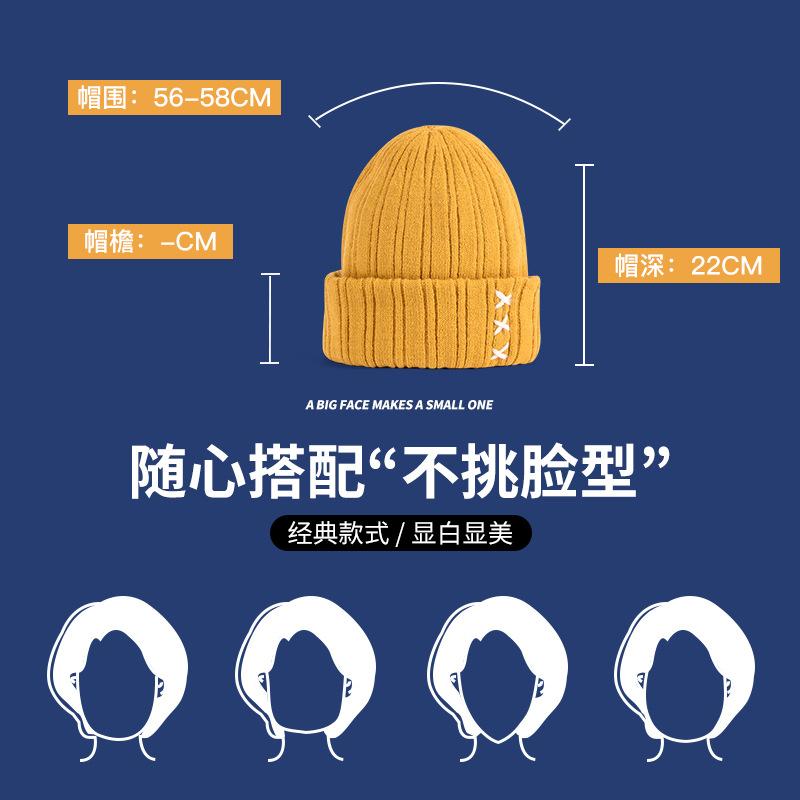 Wool hat for women, versatile bag head in autumn and winter, ear protection, warm and cold-proof, cold hat for men, big head circumference, small