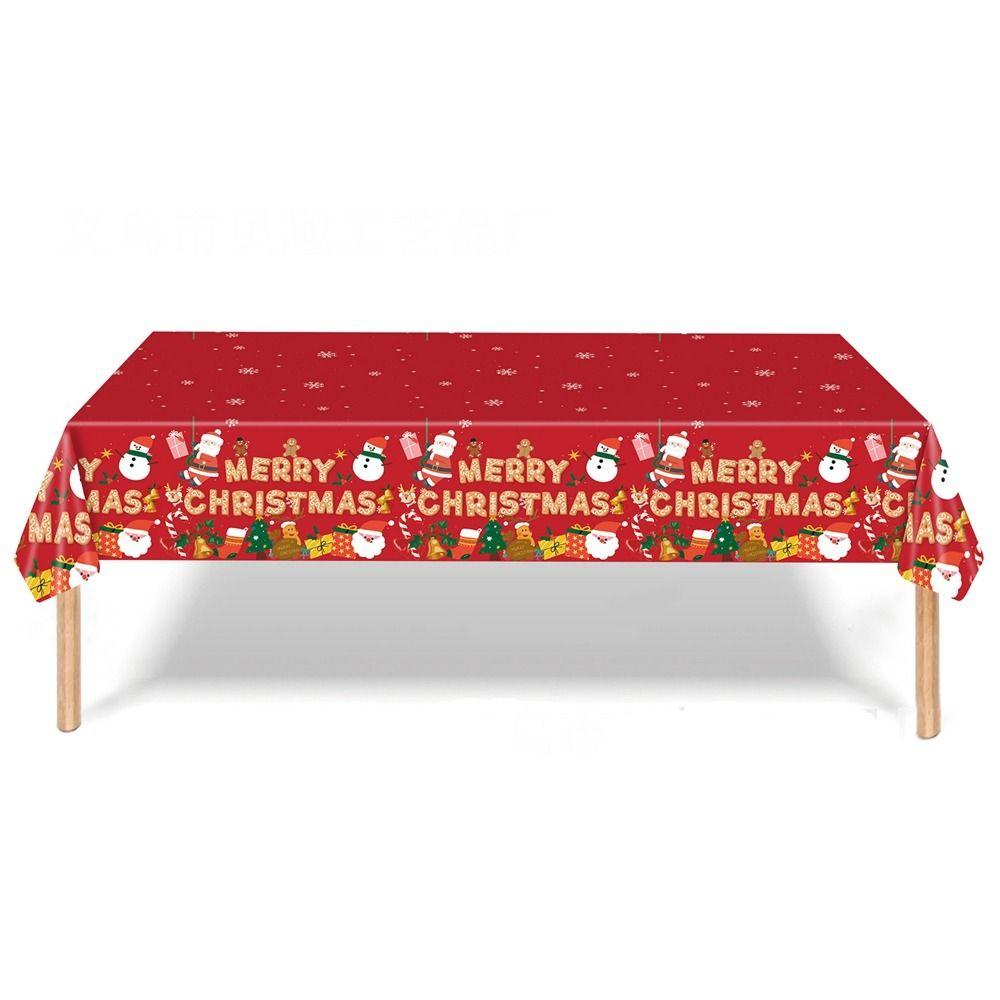 Plastic Christmas Tablecloth Bronzing Snowman Snowflake Disposable Tablecloths Disposable Table Decoration Table Cover Christmas