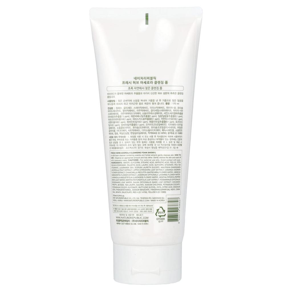 Fresh Herb Cleansing Foam, Acerola, 170Ml(5.74Fl Oz)