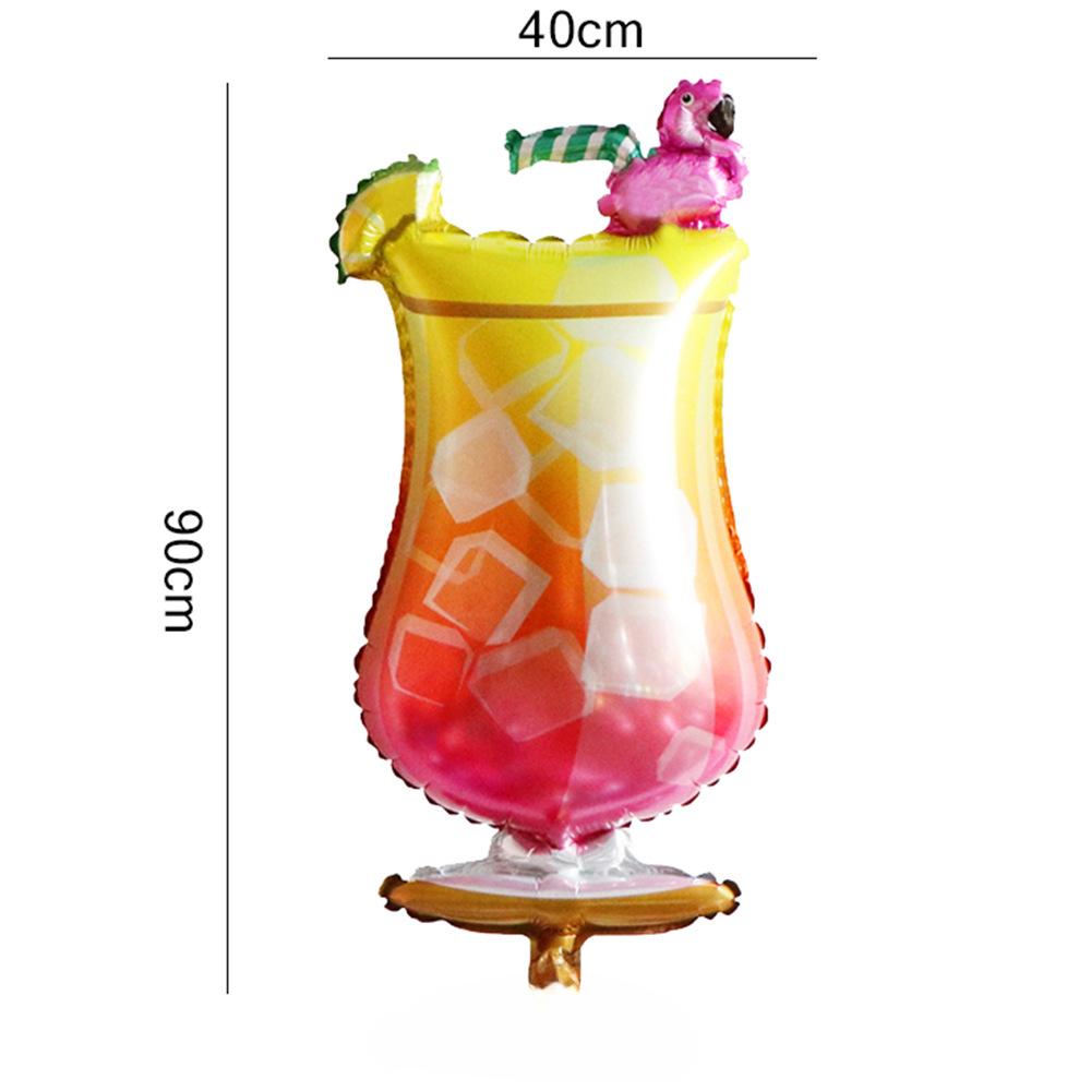 18" Round Aluminum Hawaiian Flamingo Ball with Wine Glass and Leaf.