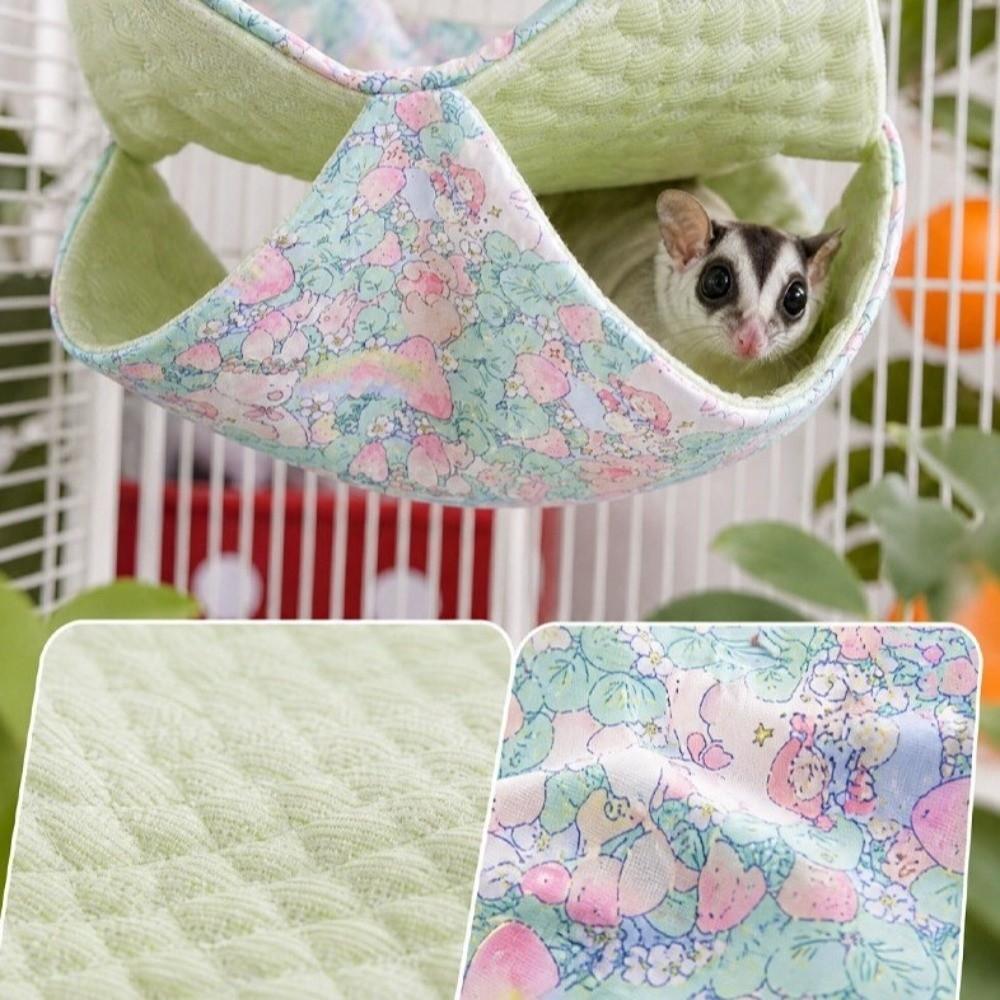 Cartoon Pattern Double-layer Hamster Hammock Breathable Squirrel Hanging Nest for Pet Cage