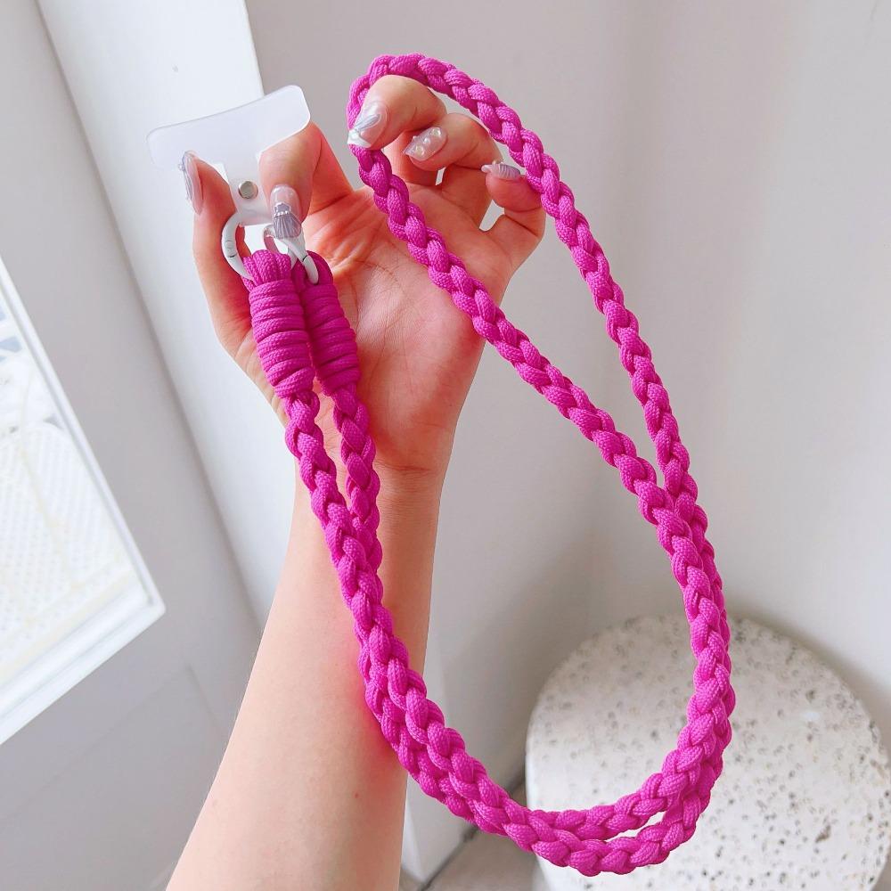 Colorful Lanyard Woven Rope Girls' Crossbody Shoulder Strap Anti-loss Sturdy Lanyard Keychain Four-strand Mobile Phone Lanyard