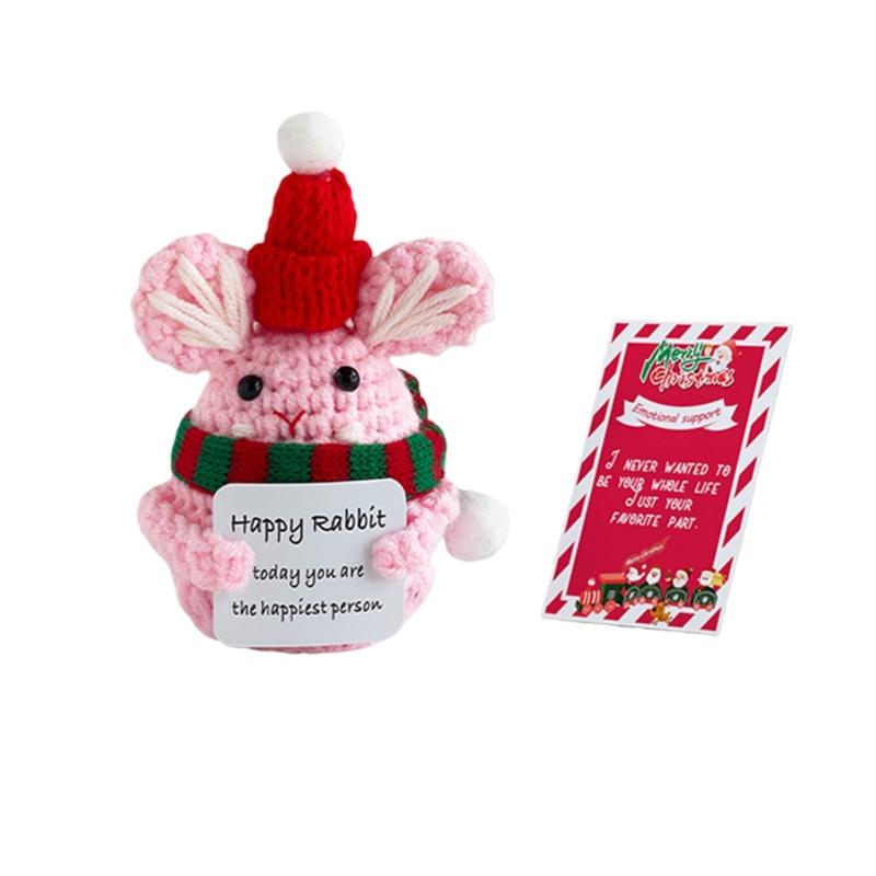 Handmade Crochet Mini Christmas Tree Decoration for Car Dashboard Ornament Features Scent Pad Holder Includes Greeting Card Festive Holiday