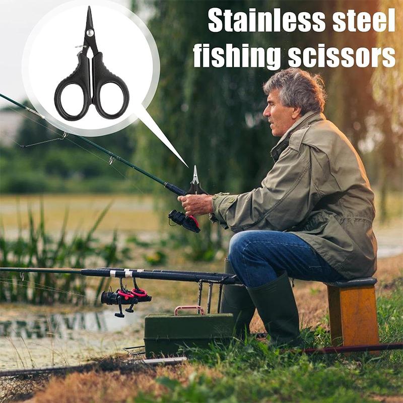 1/2PC Titanium Coating Stainless Steel Fishing Scissor Plier With Telescopic Buckle Cut PE Braid Line Cutter Plies Fishing Tools