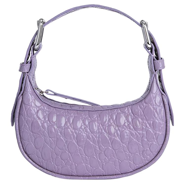 By Far Soho Crocodile Embossed Zipper Closure Leather Mini Handbag Women handbags Purple 23CRMNSSPRHCCESMAPRH Basic Set BagDust Bag 22330₽