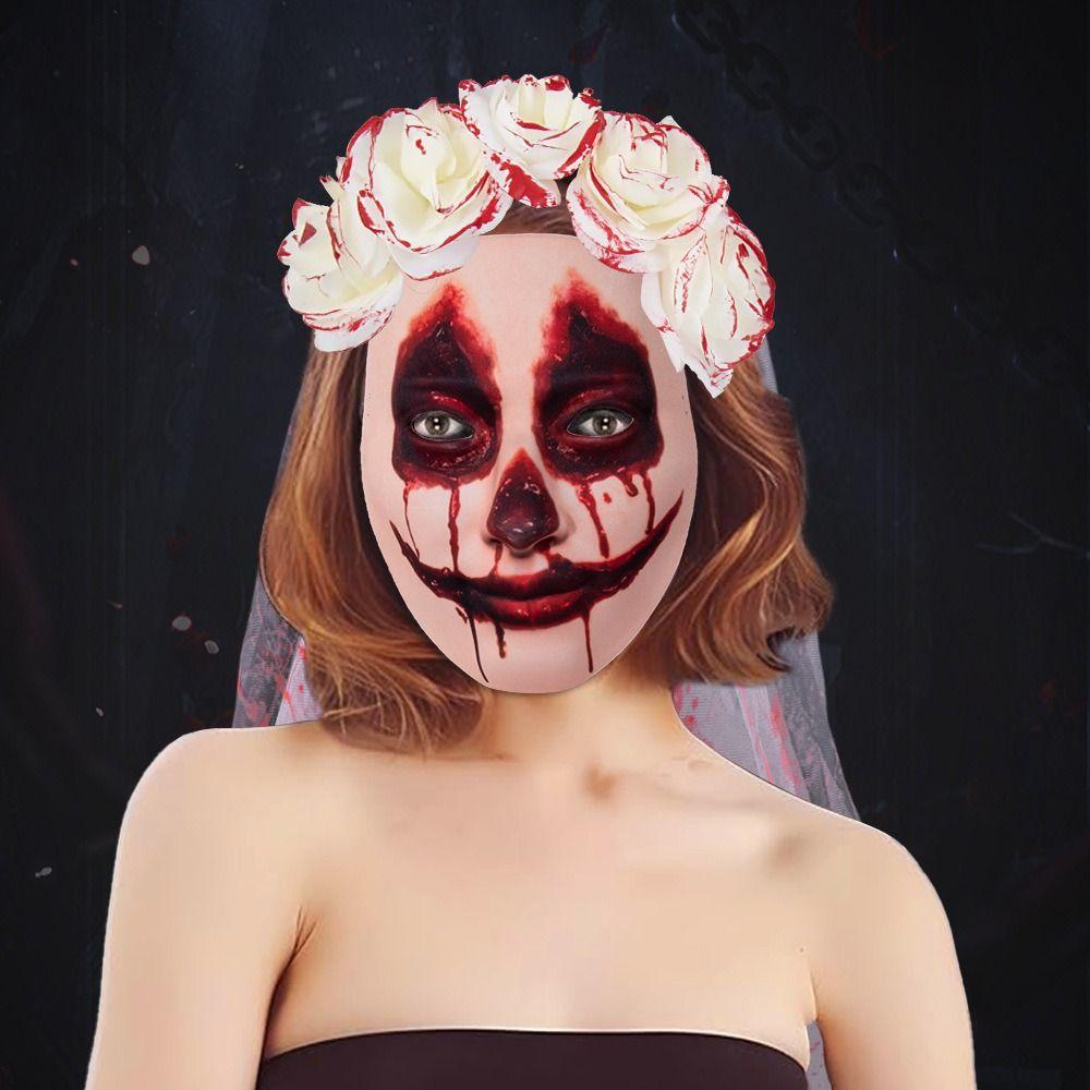 

Mesh Women Hair Hoop Rose Flower Halloween Hairband Mask Set Gift Halloween Bridal Headdress Party hairband