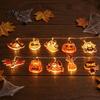 Portable LED Lights for Garden Balcony Halloween String Lights, Pumpkin Ghost Spider Battery Operated Fairy Spooky Black Cat Light Decorations Party,
