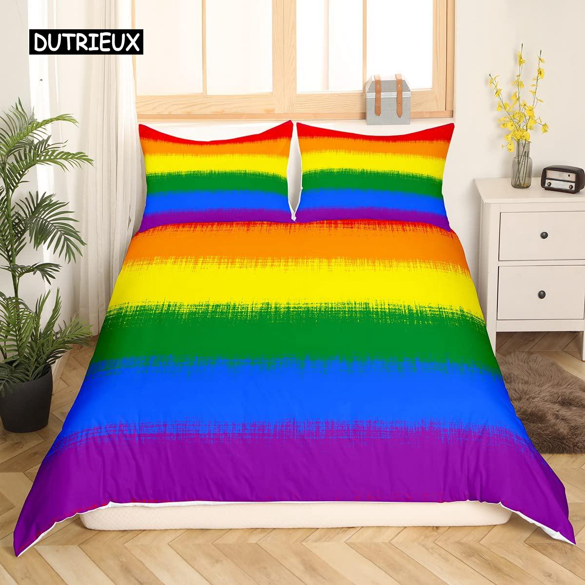 

Комплект постельного белья Abstract Rainbow Colorful Queen King Single Duvet Cover Dream Polyester Sofar Covers Pillowcase Soft Bedwear 155x215cm 3pcs
