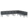 Garden Benches Set of 4 with Cushions Black Powder Coated Steel