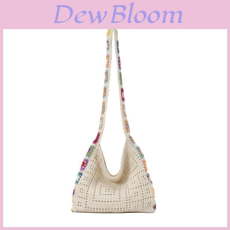 Bohemian Style Colorful Flower Pattern Woven Crossbody Bag With For Daily Use