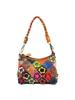 Sac à main Patchwork Floral en Cuir Véritable Européen - Sac Bandoulière Croisé Décontracté Color Block pour Femmes