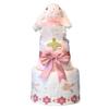 Cute Two-tiered Diaper Cake with a Bunny Design, Perfect for Baby Showers, Baby Shower Gifts, Baby Girl or Boy, with a Baby Hat. Pink (Medium)