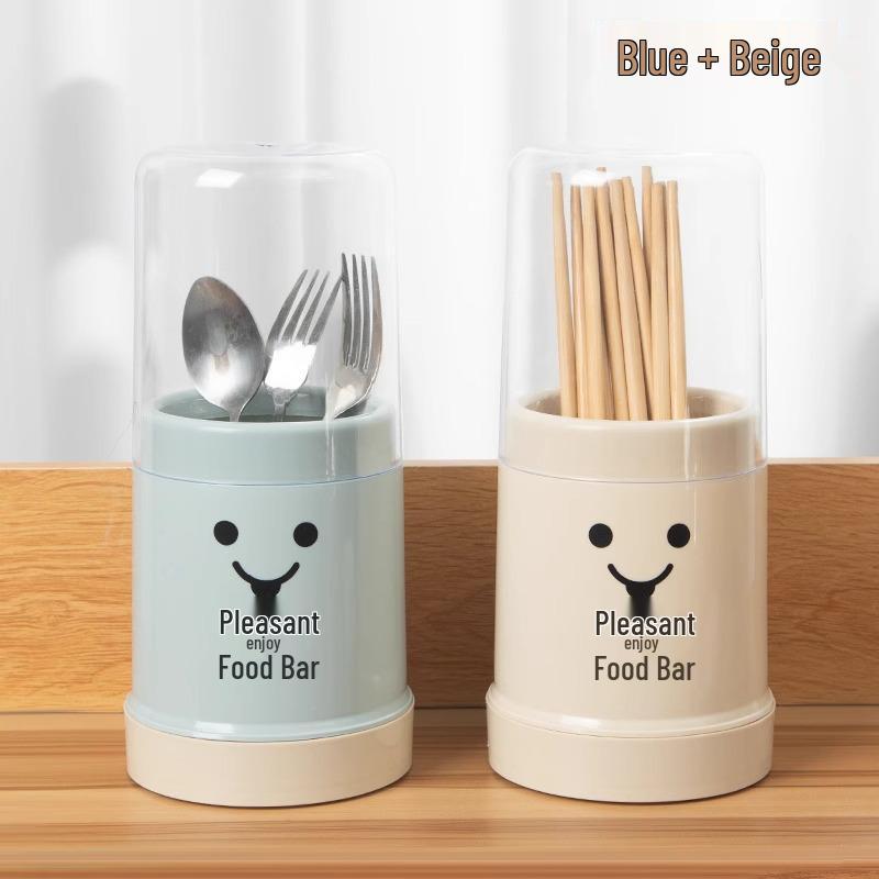 Dustproof Chopstick & Utensil Holder: Kitchen Storage Tray with Drainage