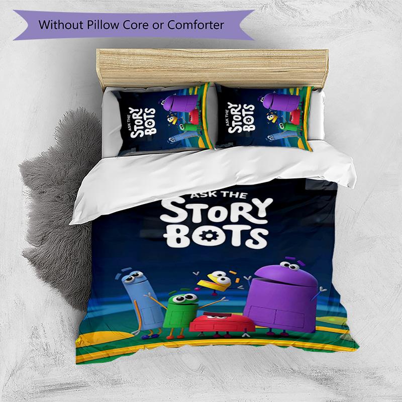Ask the StoryBots 3pcs Bedding Set Duvet Cover Closure Includes 1 Duvet Cover & 2 Pillowcases for All Seasons Bedroom Home Dorm Decor
