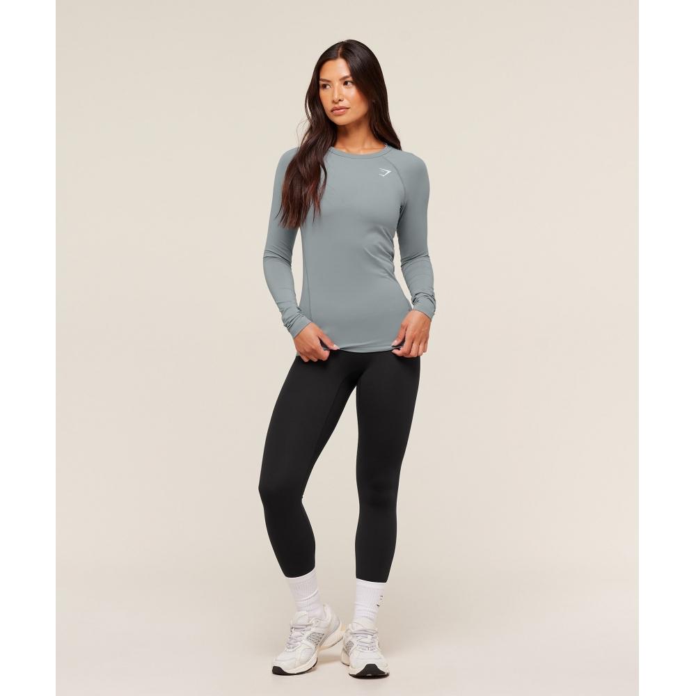 Gymshark Training Baselayer Long Sleeve Top Denim Grey B1a9l Gcqs