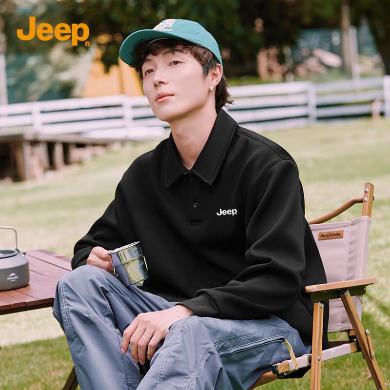 

JEEP Men s Lightweight Fleece Polo Neck Sweatshirt XL /180