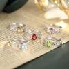 S925 sterling silver adjustable ring women's natural crystal stone jewelry hollow high-end design light luxury ring daily gift