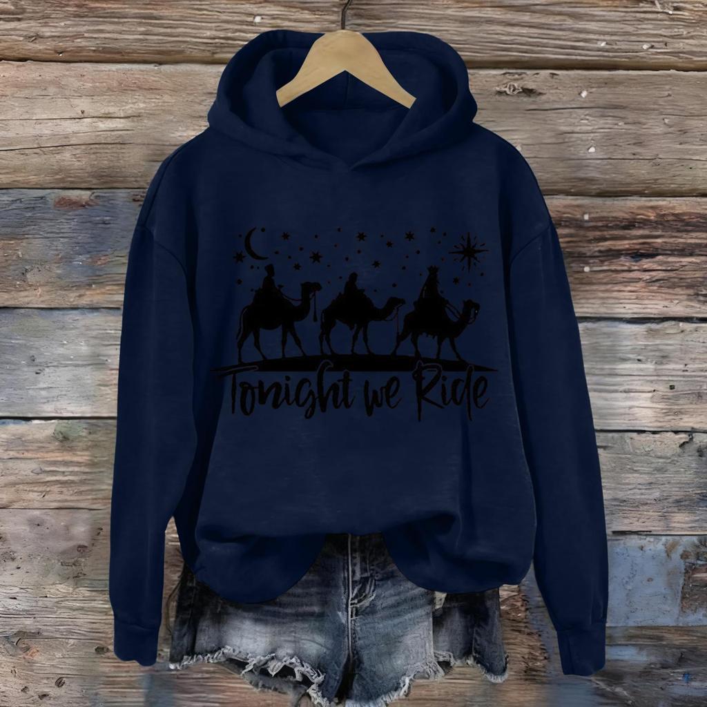 Damen Kapuzenpullover mit Aufdruck, lässig, langärmelig