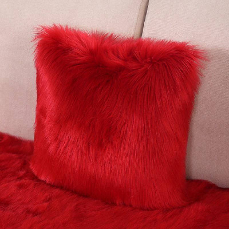 European Faux Wool Plush Cushion Cover – Fluffy, Cute Sofa & Bedside Pillow