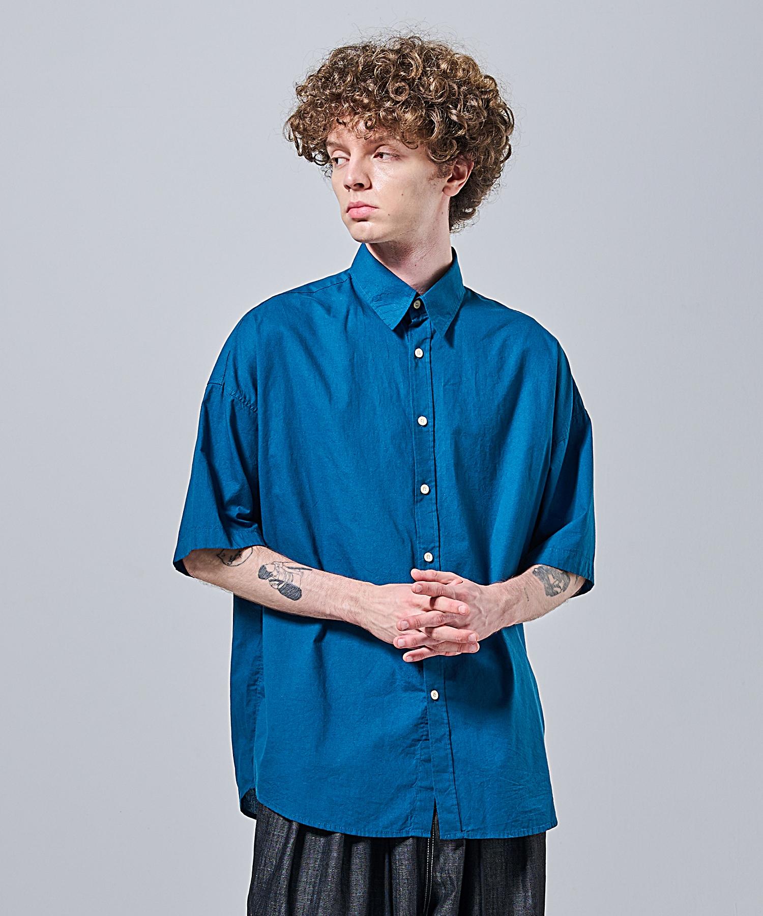 Ader Fits Oversized Oxford Collar Short Sleeve Shirt (Navy) Free