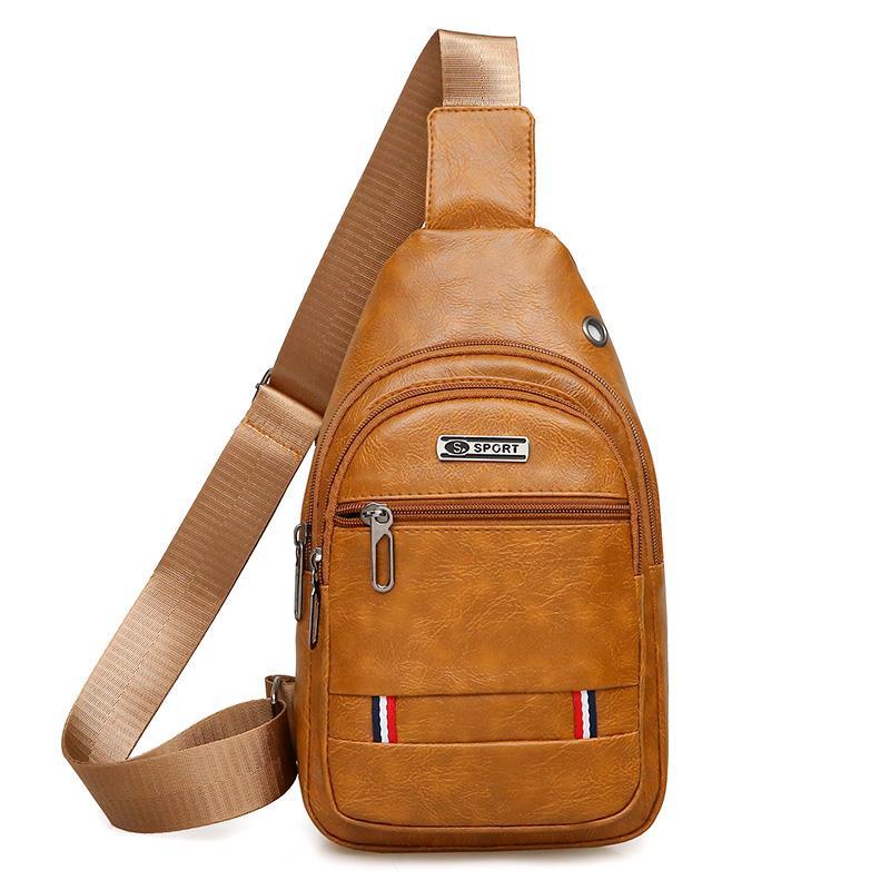 Usb Men Portable Rechargeable Leisure Diagonal Span Package Outdoor Sports Pu Chest Bag