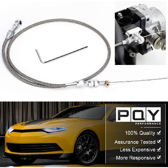 36" Stainless Braided LS Throttle Cable Kit Adjustable Accelerator Cable Compatible With 97-07 Chevrolet/Chevy LS1 Engine 4.8L 5.3L 5.7L 6.0L