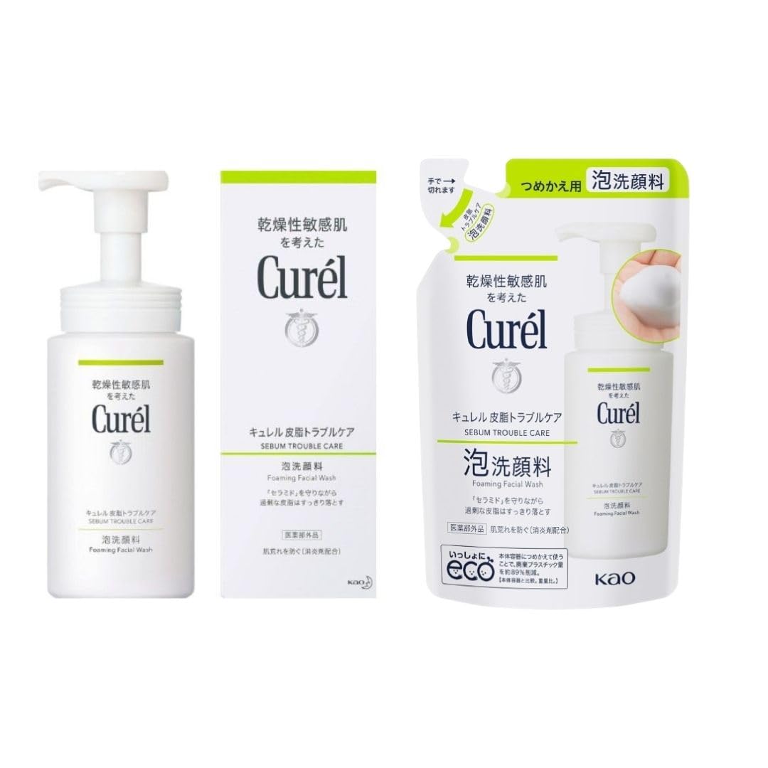 Curel Sebum Trouble Care Foaming Cleanser Main Body 150ml + Refill 130ml Set