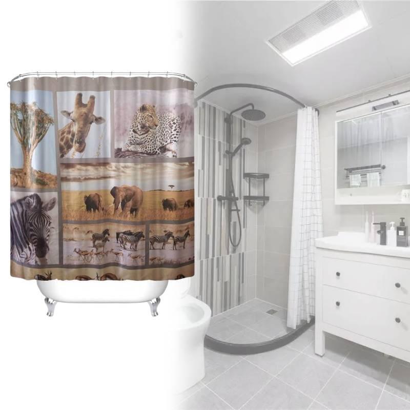 Animal Giraffe Pattern Shower Curtain Peva Waterproof Bathroom Divider Area Home